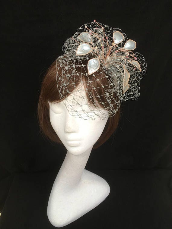 Silver and Rose Gold Fascinator UK 