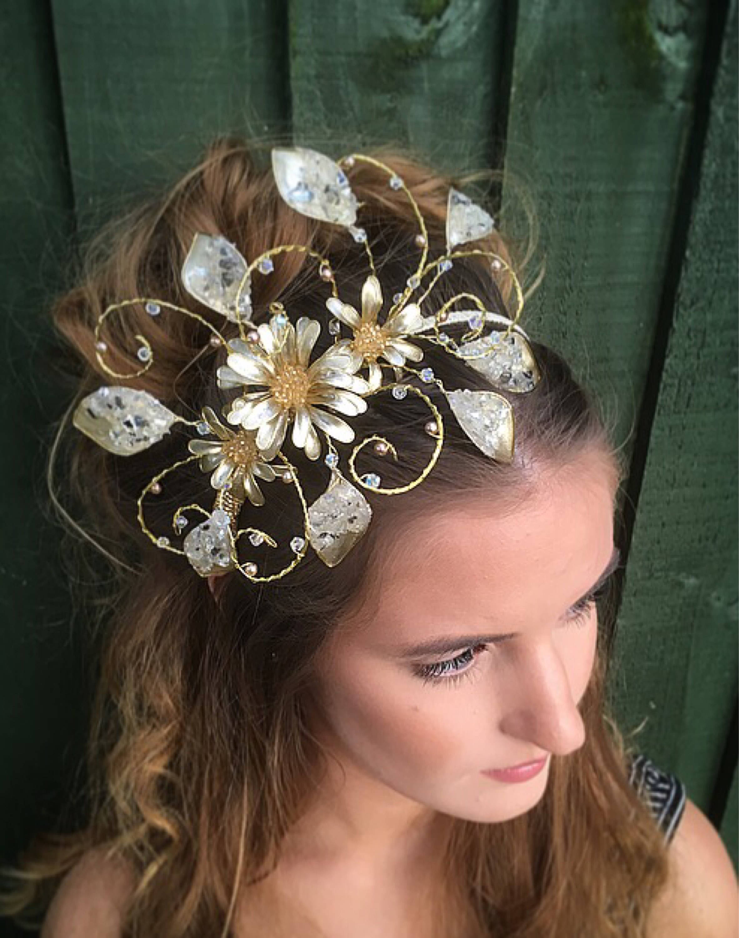 Gold fascinator mother of the bride Summer wedding wedding Etsy