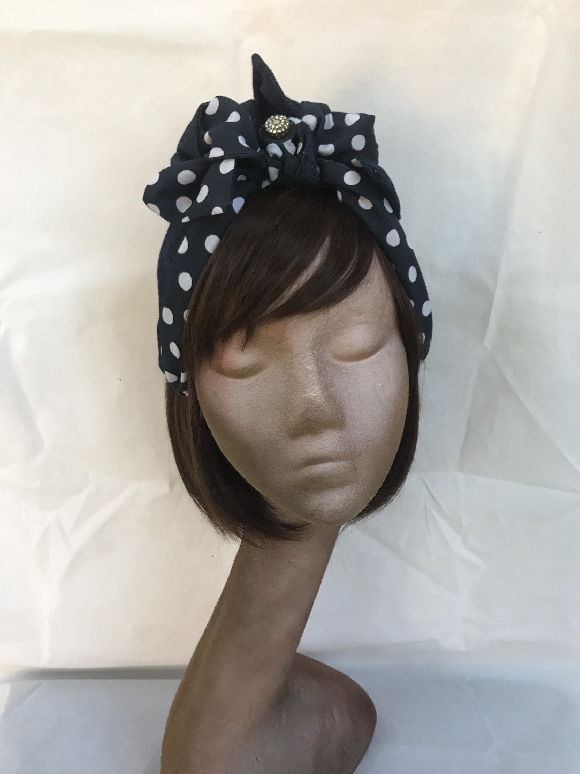 Denim turban spotted headband Quirky headwear Bohemian Etsy