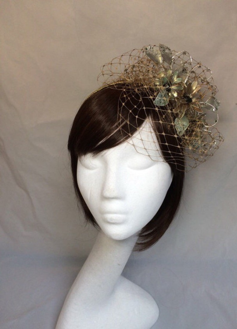 Gold fascinator mother of the bride Summer wedding wedding Etsy