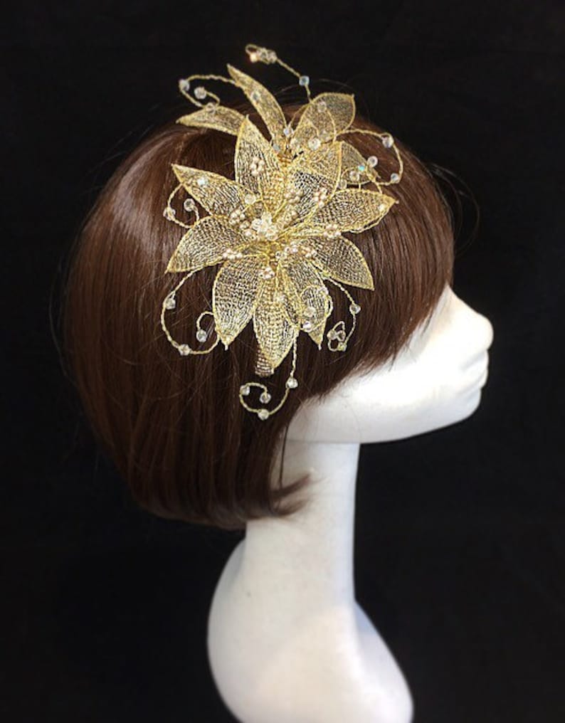 Gold fascinator mother of the bride Summer wedding wedding Etsy