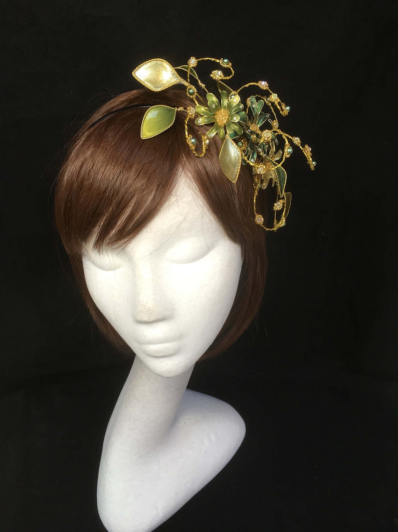 Green Fascinator Summer Tiara Flower Fascinator Wedding Etsy