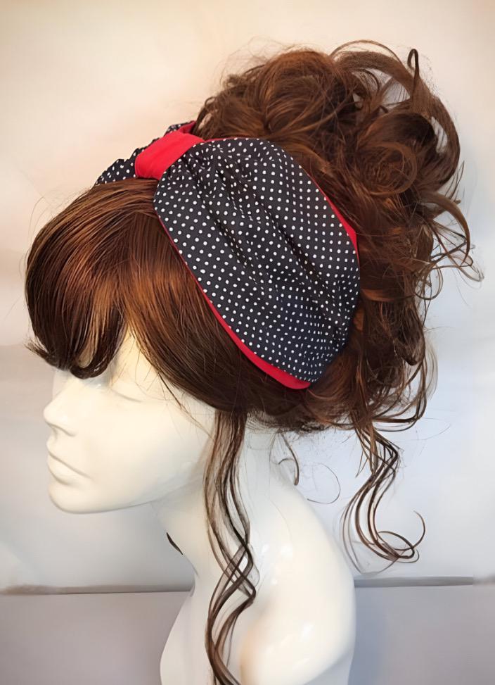 Red navy turban, polka dot headscarf, vintage scarf , alice band, red scarf, headband, 50s hair band, turban