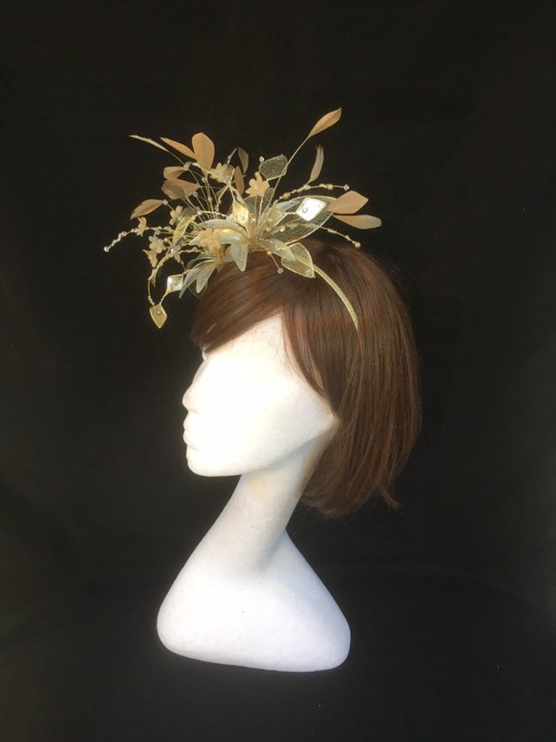 Gold Wedding Fascinator Mother of the Bride Hat Gold Veiled Etsy