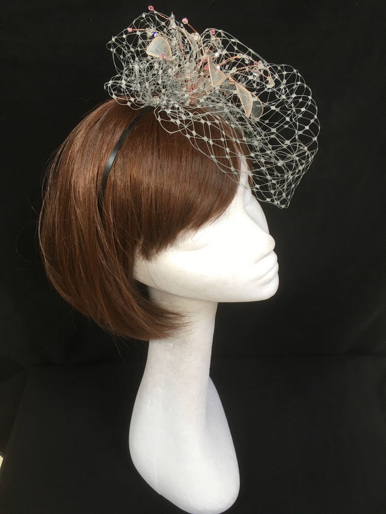 Silver and Rose Gold Fascinator UK Fascinator Amanda Etsy UK