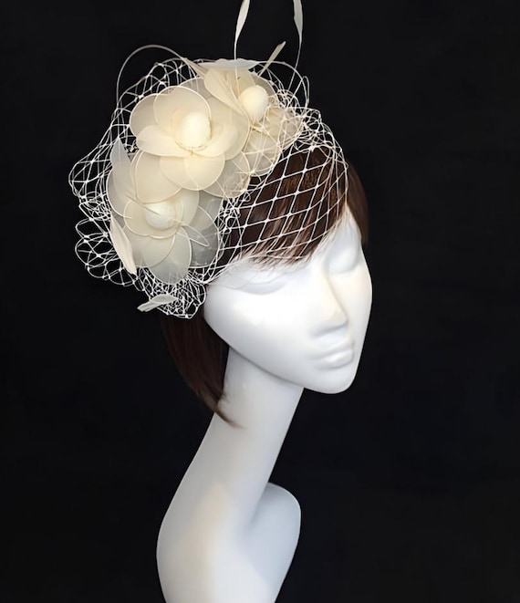 Elegant Cream Champagne Fascinator Hat Shop Fascinator Hat - Wide Brim Floral Fascinator | BABEYOND main image 4