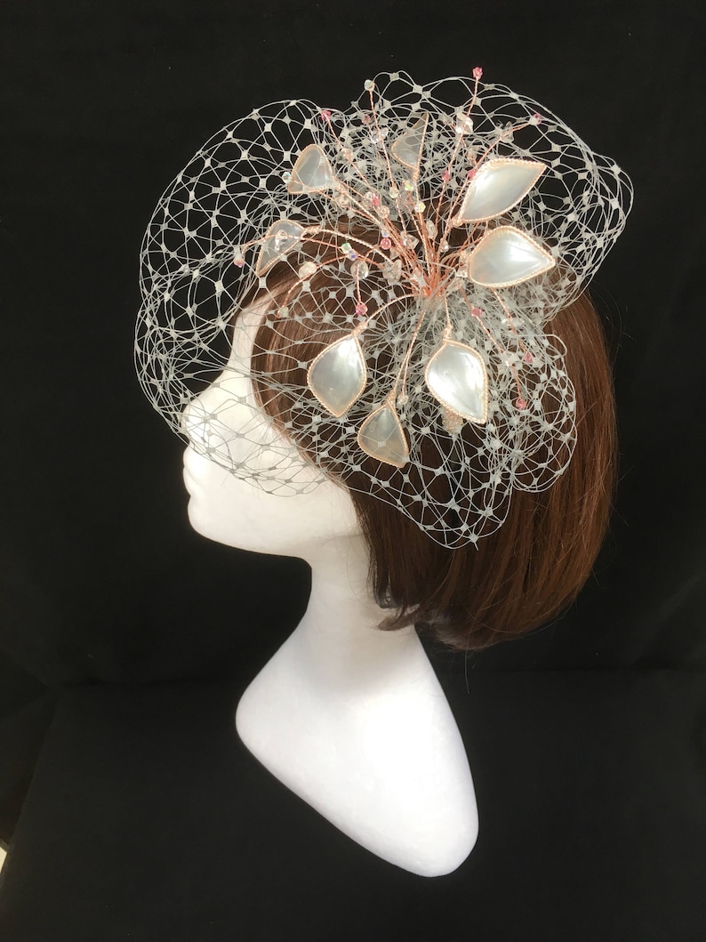 Silver and Rose Gold Fascinator UK Fascinator Amanda Etsy UK
