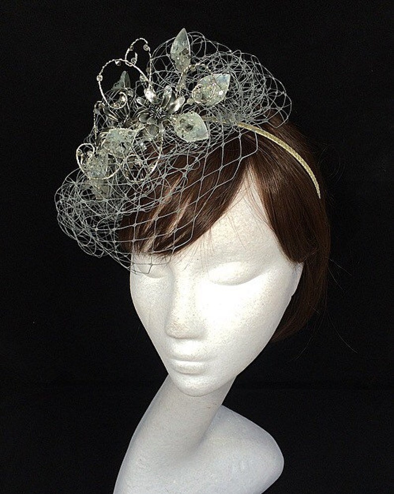 Silver fascinator mother of the bride Summer wedding Etsy