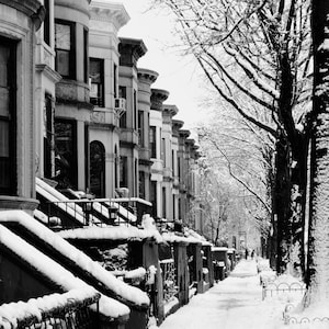 New York Photograph - Brownstone/limestone Brooklyn - Winter Street Art - Snowy Winter - New York Street Scene - Architecture - Landscape