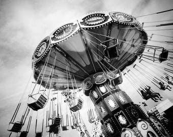 Carnival Ride Photograph - The Swings - Swing Ride - Fair - Fun - New York Coney Island Luna Park - Nursery Wall Art - Kid's Room Decor