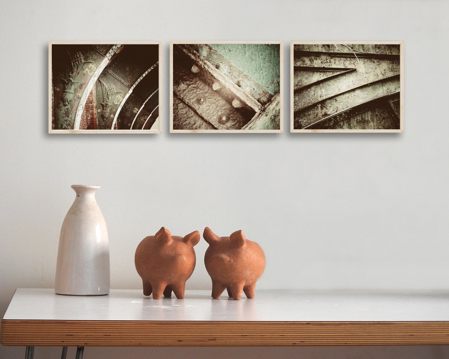 Industrial Art Photography Set: Rustic Weathered Wall Decor