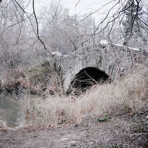 Gapstow Bridge Print: Misty Spring Showers, Central Park Photography