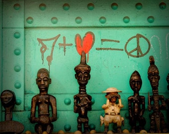 New York Street Art - Graffiti - Music, Love, Peace - African Folk Art - African Sculpture - New York Heart - We love Peace - My Heart