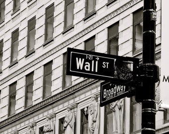 New York Photography - Wall Street and Broadway Sign - New York Architecture - New York Street Sign - New York City - New York Cityscape