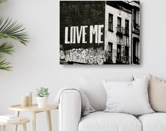 美品 LOVE ME キャンバスアート プリント LOVE ME - Canvas Print - Black and White Graffiti Art - New