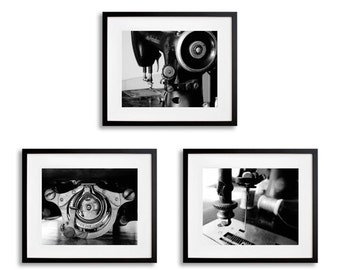 Sewing Machine Photograph Set - Sewing Room, Craft Room Decor,  Needle Clamp, Bobbin, Antique Sewing Machine Art - Abstract  Photograph