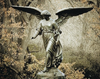Bethesda Fountain Angel Print: Central Park Autumn Photography