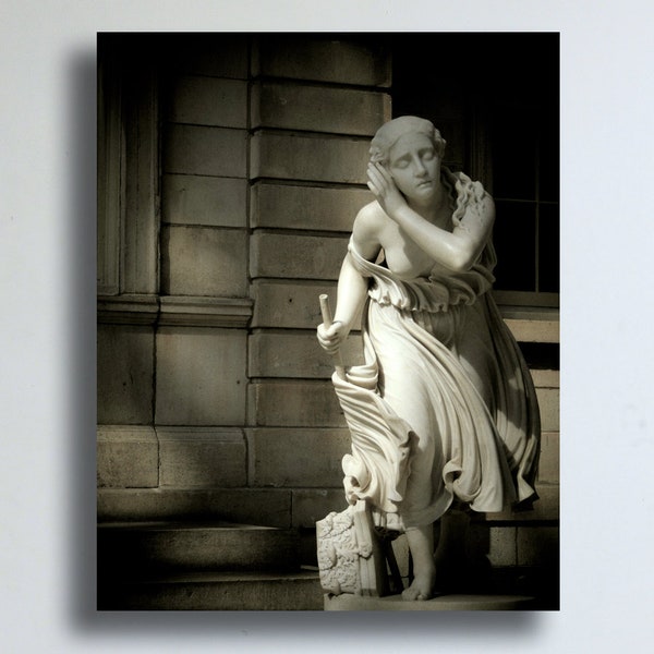 Nydia, The Blind Flower Girl of Pompeii - Antique Sculpture -  Statue of Nydia - Historic  - Wall Decor - Photograph of Sculpture of Nydia