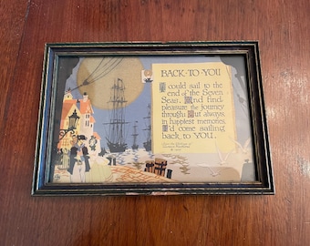 Antique Framed Verse titled "Back to You" from the Writings of Lawrence Hawthorne, Copyright 1927, Original Wood Frame