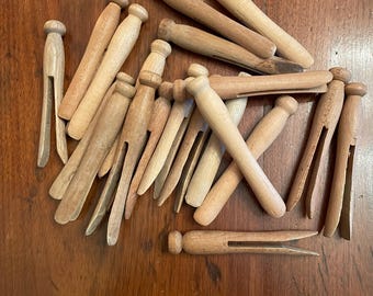 Vintage Clothespins, Great Patina, Jar/Bowl Filler, Tie in Bundles, Wrap Lace On Them, Vintage Laundry Room Decor, Farmhouse & Country Decor