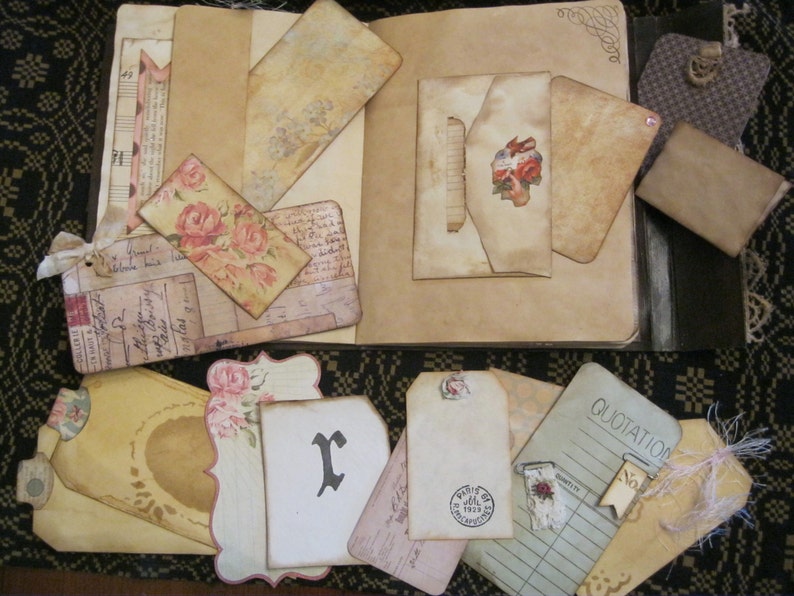 Vintage Looking Junk Journal with Leatherlike Cover Etsy
