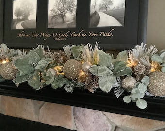 Mantle Garland, Christmas Mantle, Snow Flocked Garland, Christmas Decor