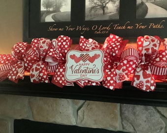 Valentine Garland,  Valentine Decoration, Valentine Mantel, Staircase Garland,  Winter Mantel, Valentines Day, Fireplace Mantel,