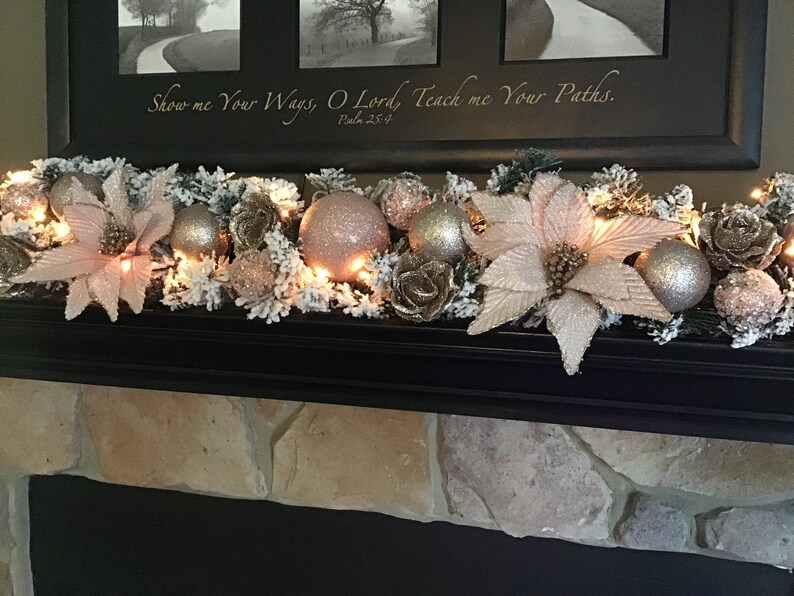 Rose Gold Christmas Garland Christmas Decoration Mantle | Etsy