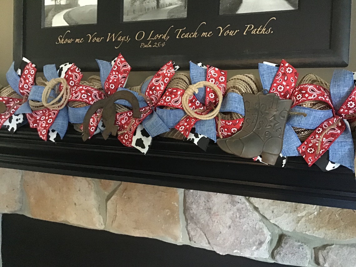 Western Decor Cowboy Decoration Mantle Garland Horse Decor | Etsy