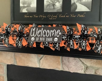 Halloween Garland, Fall Decor, Skeleton Garland, Halloween Mantle, Fall Mantel, Halloween Swag, Mantle Decor