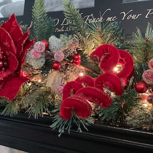 Christmas Garland, Mantle Decor, Christmas Decoration, Red Gold Chrstmas