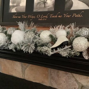 Christmas Garland, Mantle Garland, White and Silver, Flocked Garland, Snow Garland