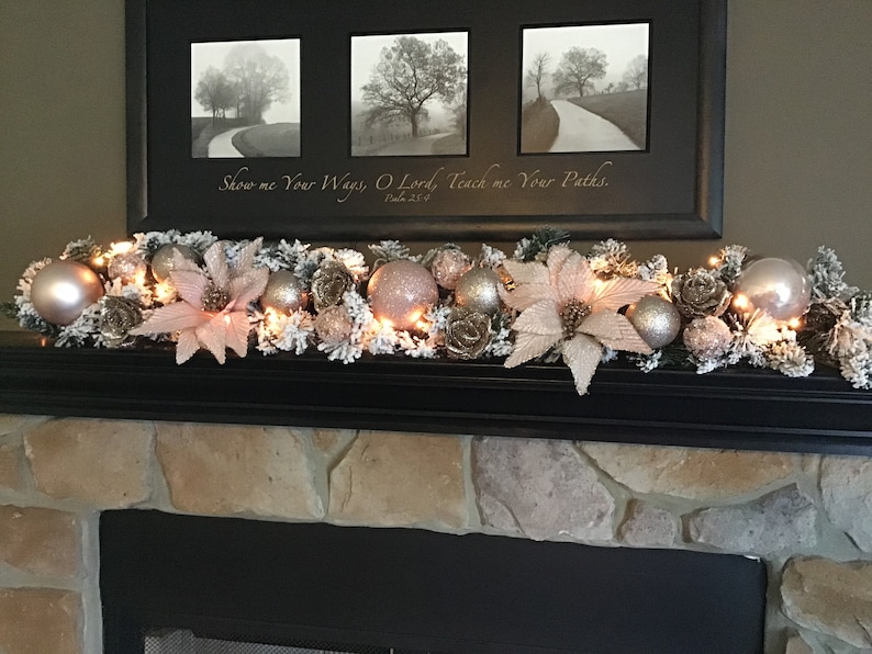 Rose Gold Christmas Garland Christmas Decoration Mantle | Etsy