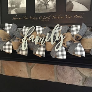 Farmhouse Decor, Farmhouse Garland, Buffalo Plaid Decor, Gray and White Mantle Garland, Grey and White Decor, Mantle Decoration