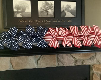 Patriotic Garland, Summer Garland, Memorial Day Decor, July 4th Decoration, Red White Blue, Swags By Kari