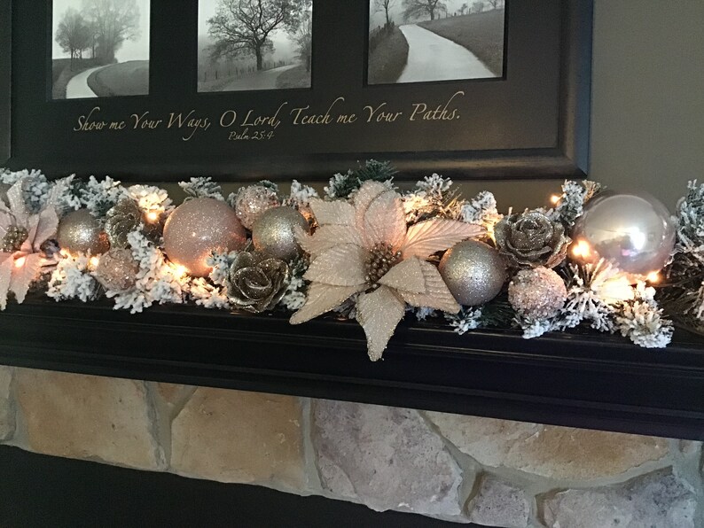 Rose Gold Christmas Garland Christmas Decoration Mantle Etsy