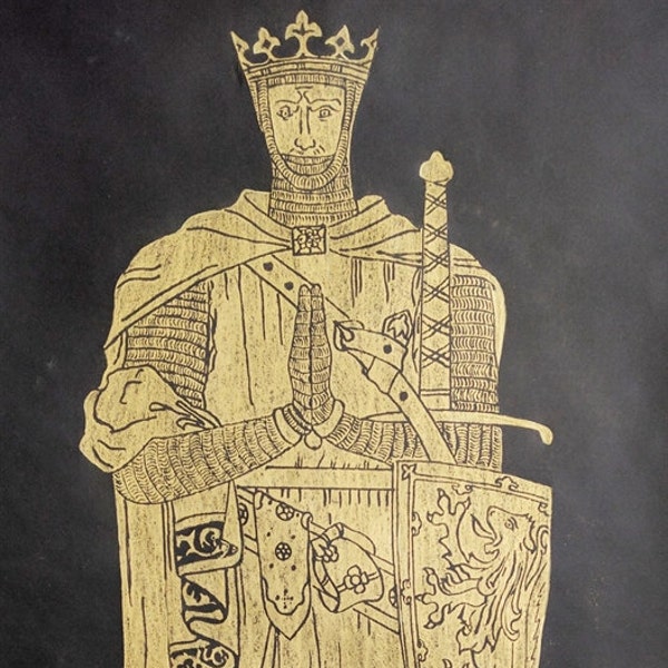 Robert the Bruce Handmade Brass Rubbing, Grave Rubbing, Historical Art, Medieval Art, Tomb Rubbing, Wall Art