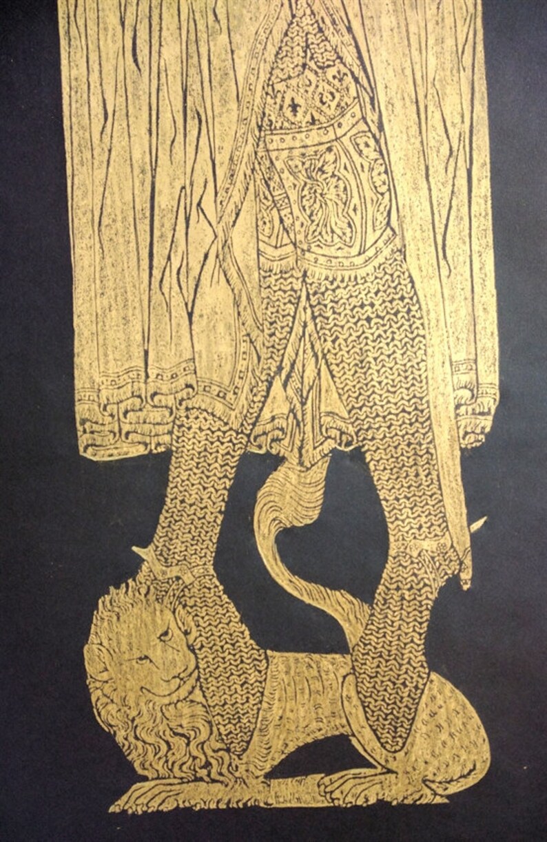 Sir Robert D'bures, Handmade Brass Rubbing, Grave Rubbing, Historical Art, Medieval Art, Tomb