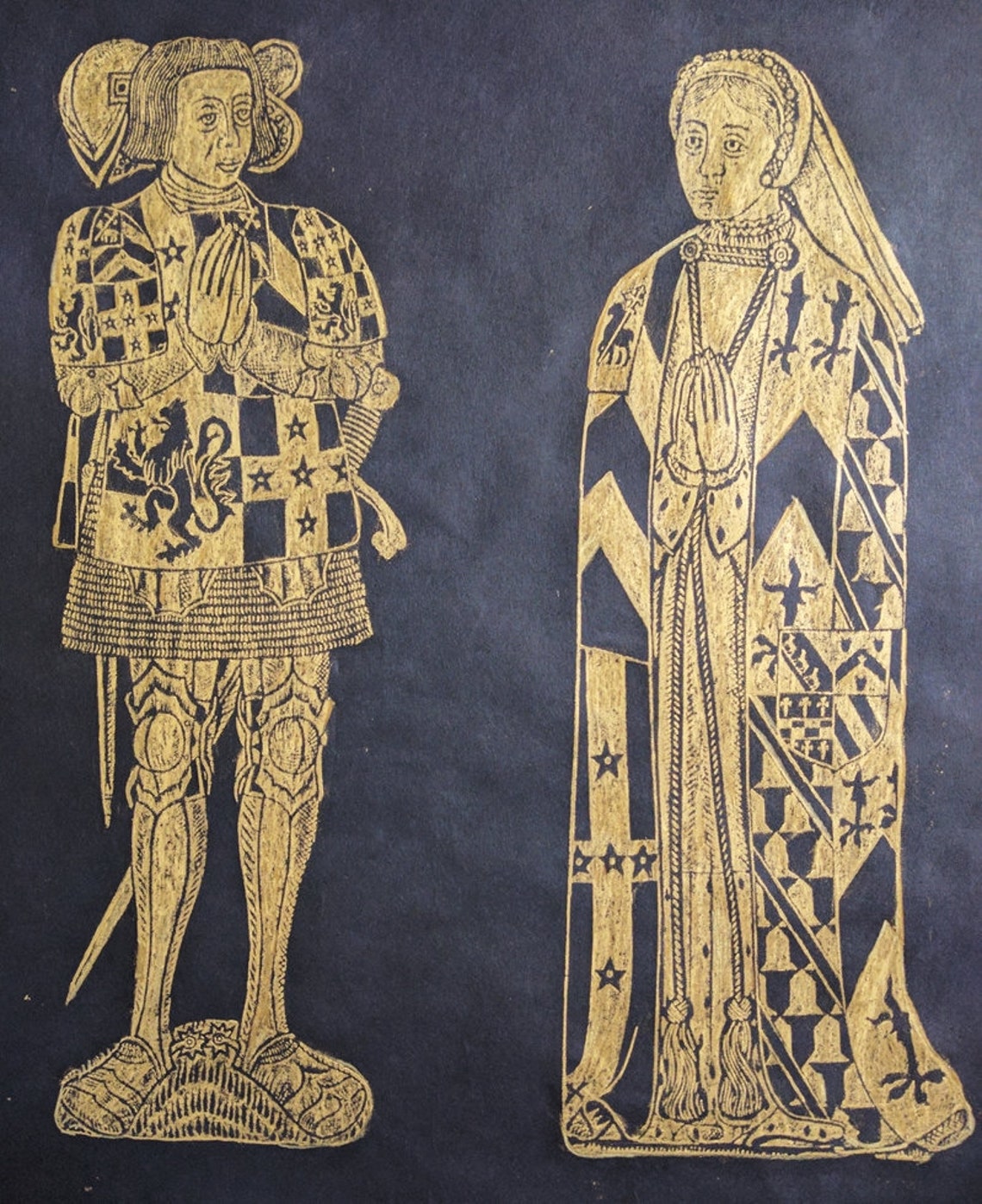 Reduced Size Sir Ralph & Lady Elizabeht Verney C. 1547 AD, Handmade