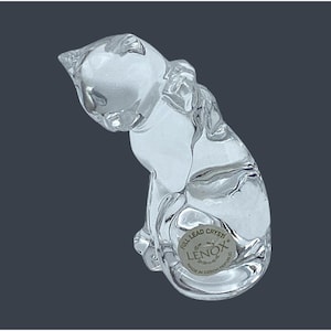 Lenox Vintage Kristall Sitzende Katze Voll Blei Tschechische Kristall Figur