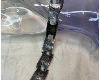 Vintage Siam Sterling Silver Panel Bracelet Asian Thailand Dancers 15.2gr