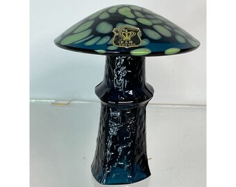 Bo Borgstrom Åseda Ebeling Reuss Sweden Blown Glass Golden Crown Mushroom 4.5 in