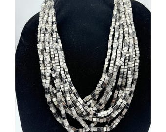 1990s Chicos Chunky Box Bead Multi-Strand Necklace-NICE