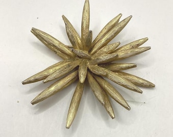 Marcel Boucher Gold Tone Plated Starburst Brooch Pin Signed