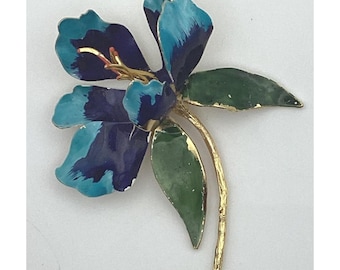 Judy Lee Signed Enameled Orchid Brooch-Vintage Estate Find