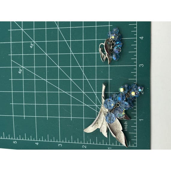 Crystal Aurora Borealis Grape Cluster Brooch Earr… - image 8