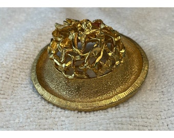 Hattie Carnegie Filigree Dome Brooch Signed-RARE Vintage