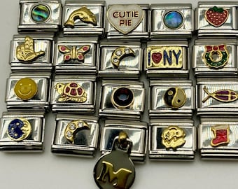 100 Pcs Italian Charm Links For Bracelets Jewelry Stainless Mixed Lot-Gems-Novelties