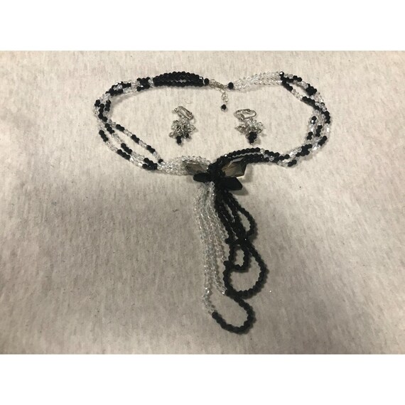 1990年代のファセットブラック＆クリアクリスタルネックレス