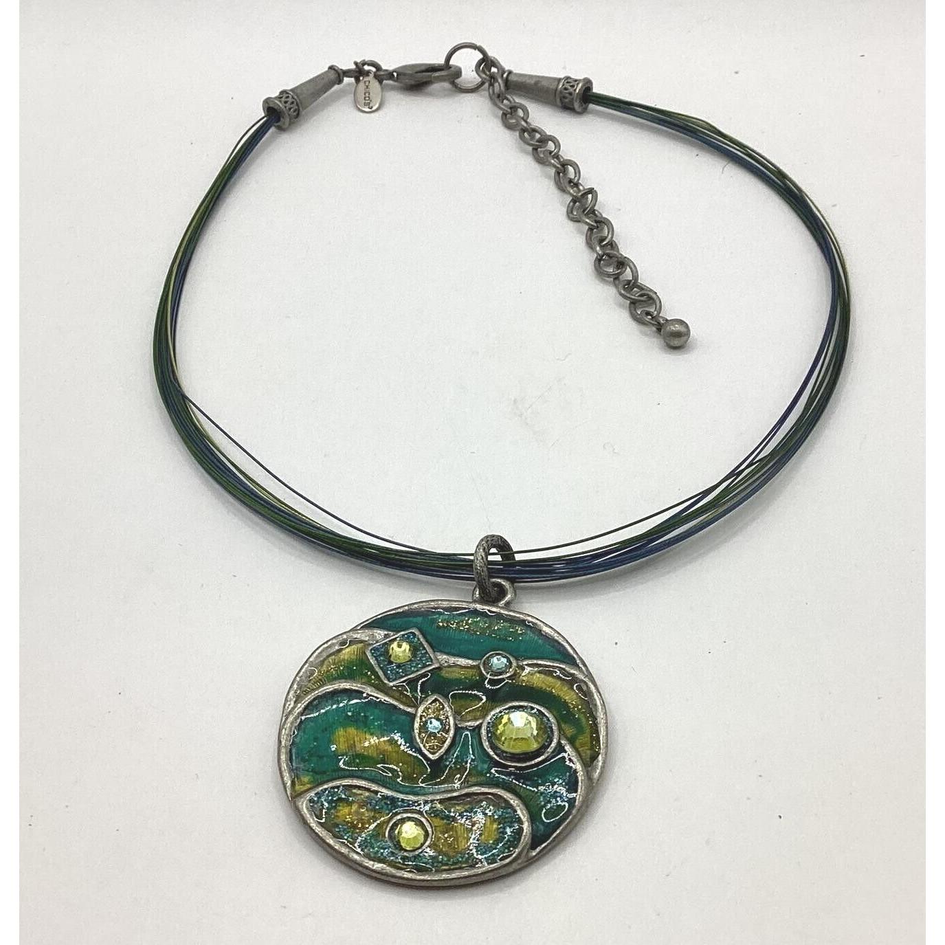 chico-deco♡ 1990s Chicos Art Deco Style Pendant on Leather Necklace - Etsy